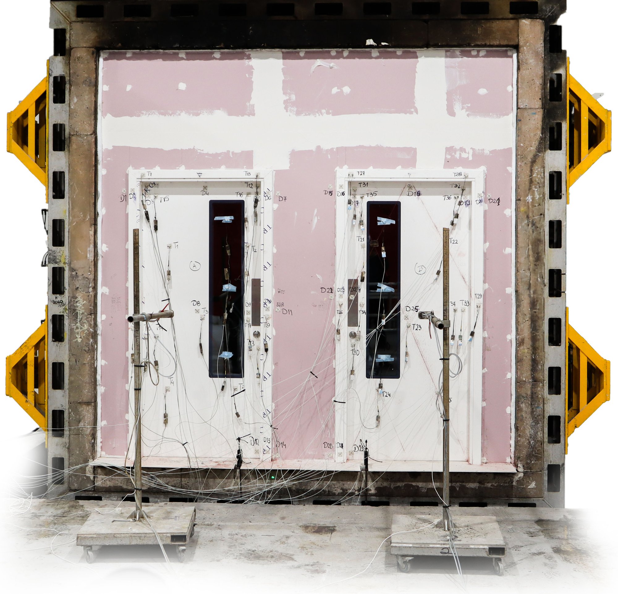 Doors in position before testing Doors in position before testing