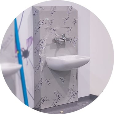 Hygipod+half-height+installed+with+basin+and+tap