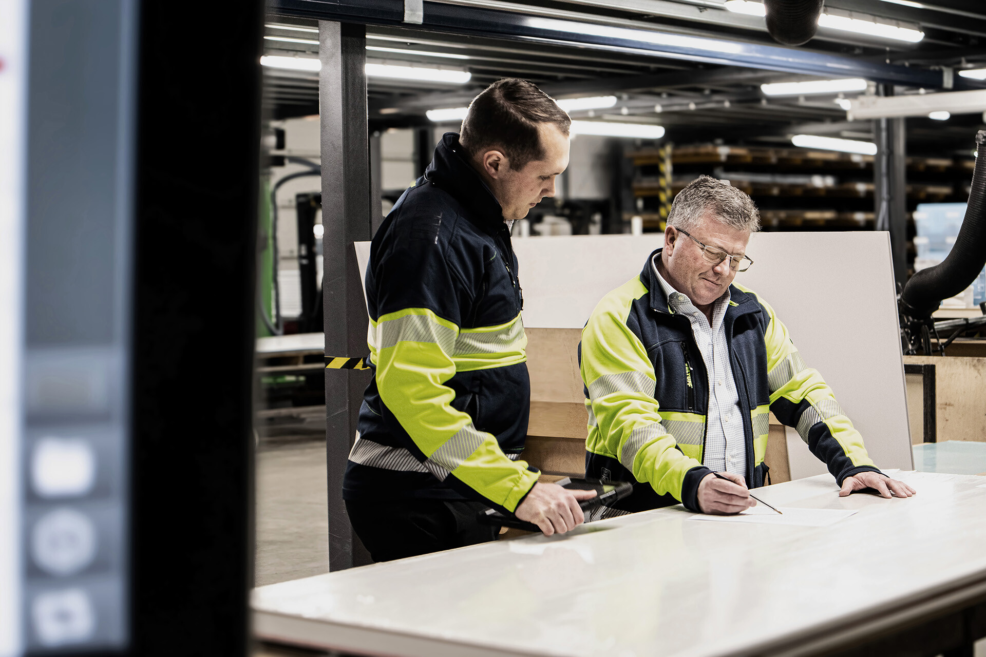 Hygidoor - David Davis and Kelvin Stevens on the production line of Hygidoor