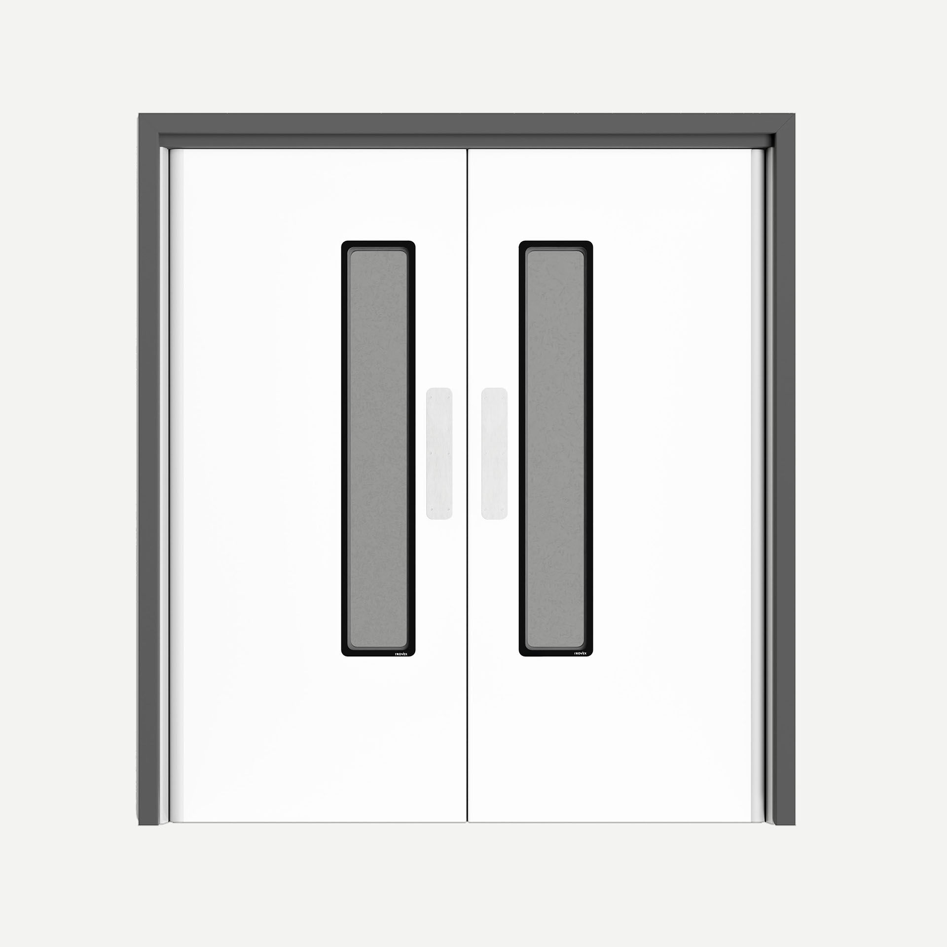 Hospital door double FD60 double with split vertical vision panels - Hygidoor Hospital door double FD60 double with split vertical vision panels - Hygidoor