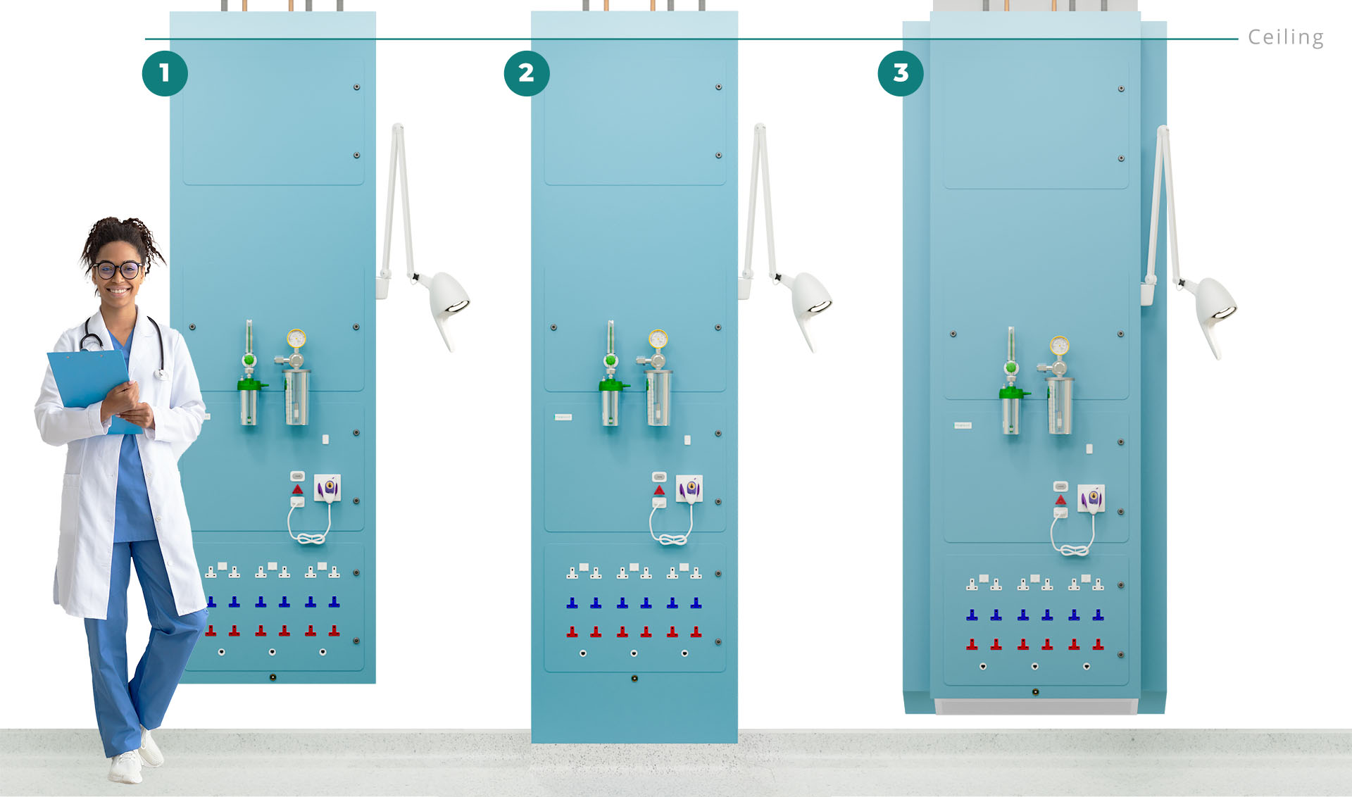 Vertical bed head trunking from Trovex Hygipod MSU Vertical bed head trunking from Trovex Hygipod MSU
